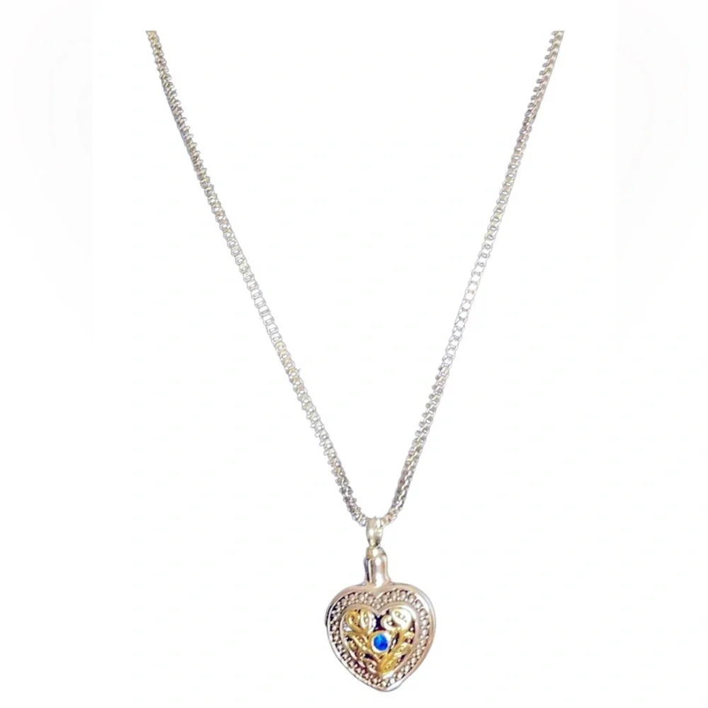 FASHION JEWELRY STAINLESS STEEL NECKLACE WOMENS HEART CREMATION PENDANT SILVER